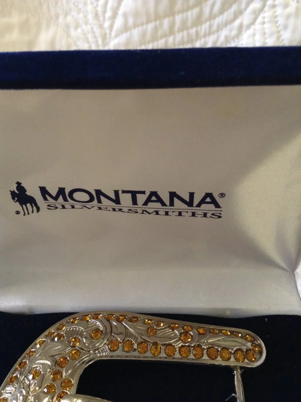 VTG Horseshoe shaped Montana Silversmith Belt Buckle Rhinestones Cowboy Chic - Picture 2 of 5